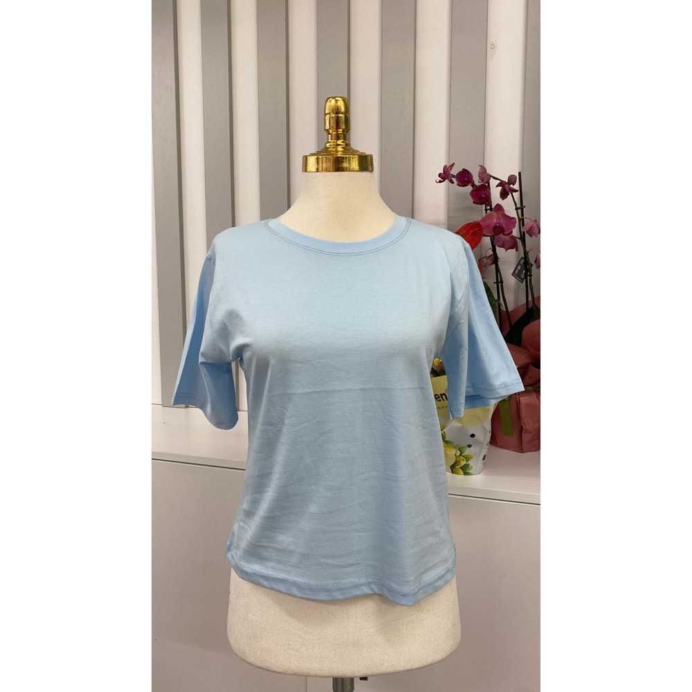 Bisiklet Yaka Kısa T-shirt 3643 - Mavi - S-M