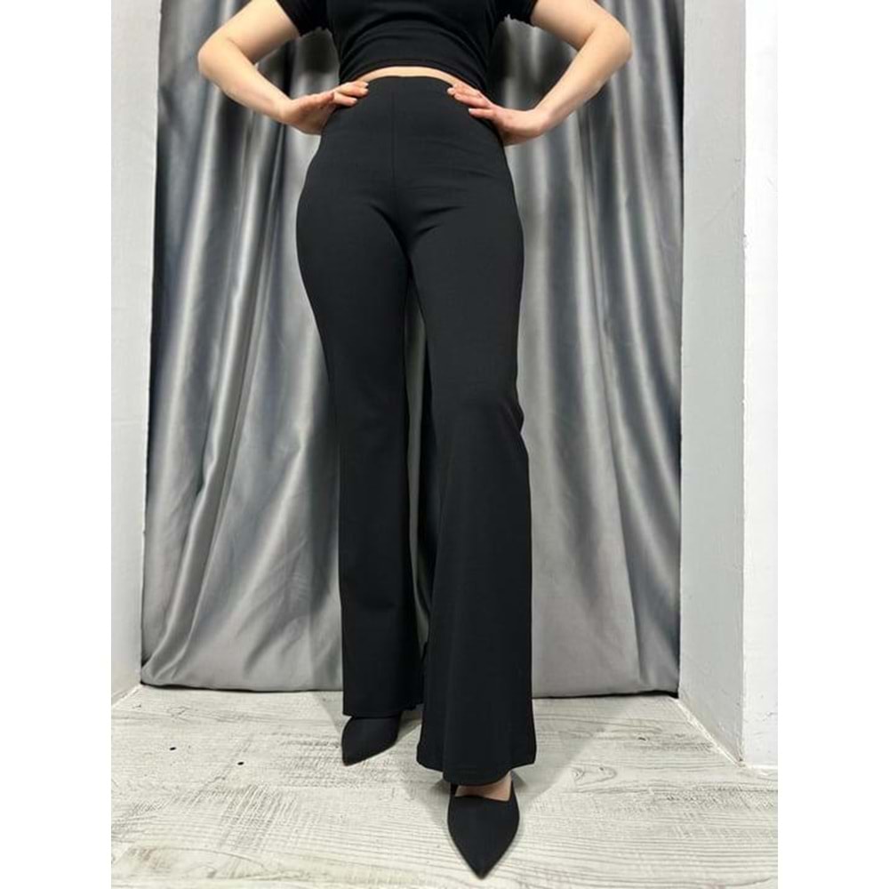 Esm Lastikli İspanyol Paça Pantolon 1101- Siyah - 46