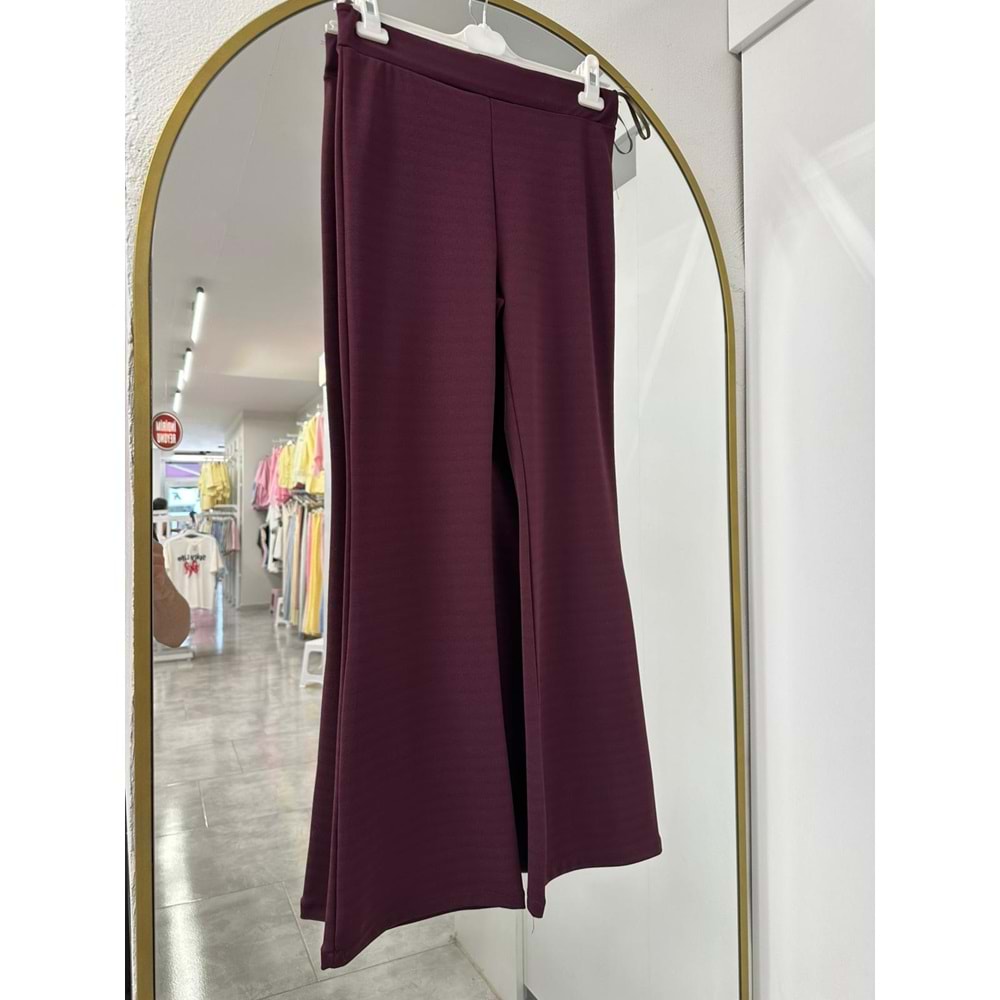 Esm Lastikli İspanyol Paça Pantolon - Bordo - 40 - AZRA03124-52869