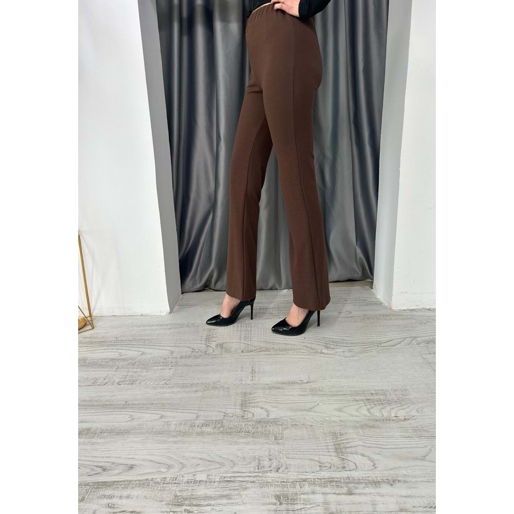 Esm Lastikli İspanyol Paça Pantolon - Acı Kahve - 40 - AZRA03124-Acı Kahve-40