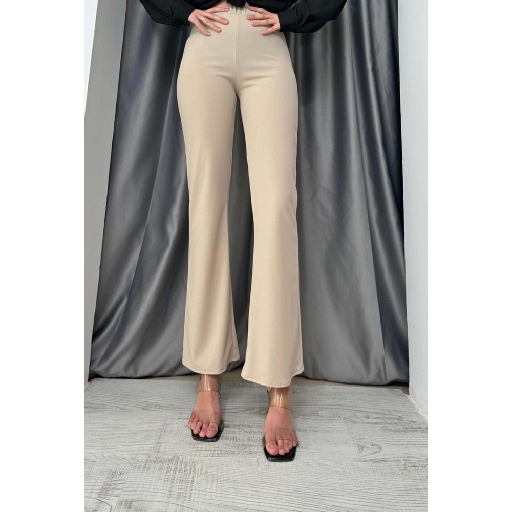 Esm Lastikli İspanyol Paça Pantolon - Bej - 40