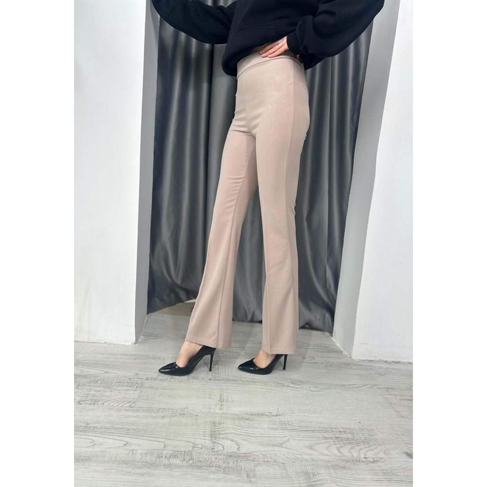 Esm Lastikli İspanyol Paça Pantolon - Bej - 40