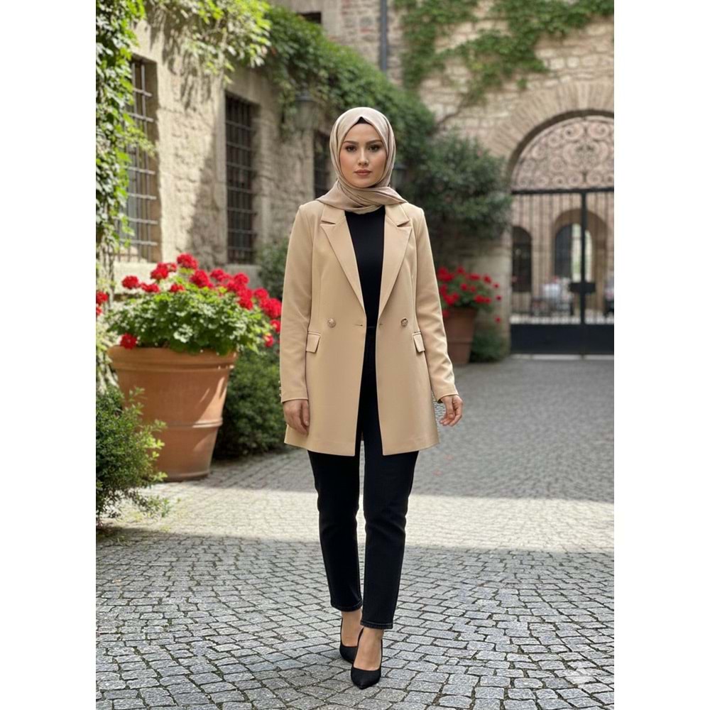 Dublle Kumaş Blazer Ceket - Bej - M