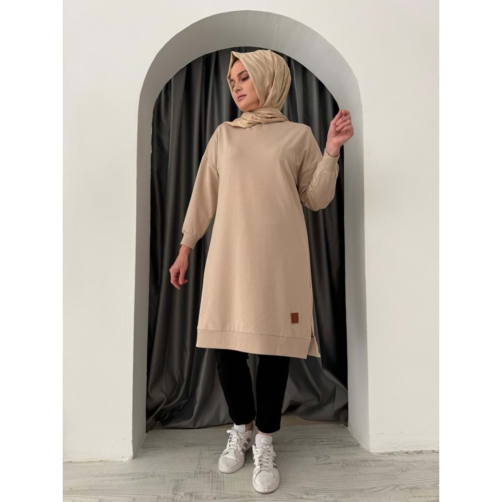 Uzun Düz Sweat Soul Puane 30645 - Bej - S-M - AZRA04907-Bej-S-M