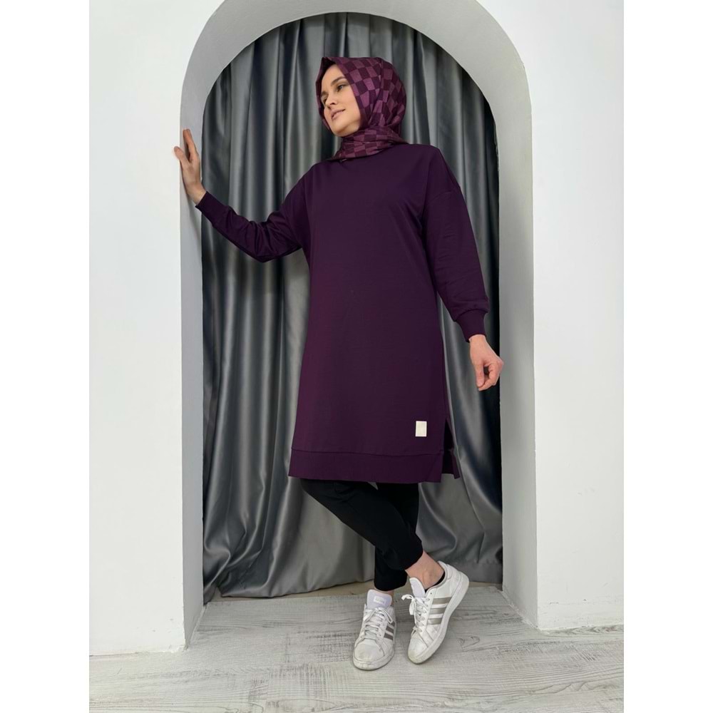 Uzun Düz Sweat Soul Puane 30645 - Mor - S-M - AZRA04907-Mor-S-M