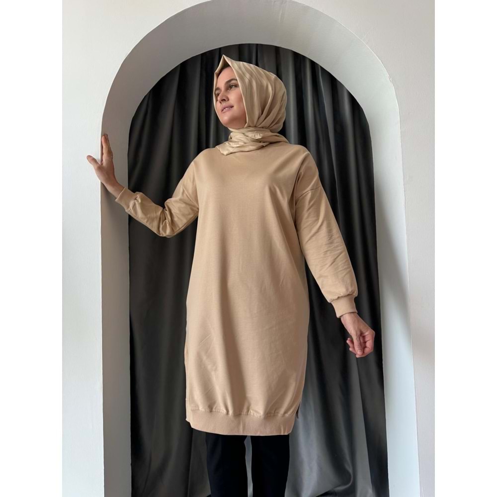 Azra Düz Sweat 24178 KS11 - Bej - TEK BEDEN - AZRA04925-44116