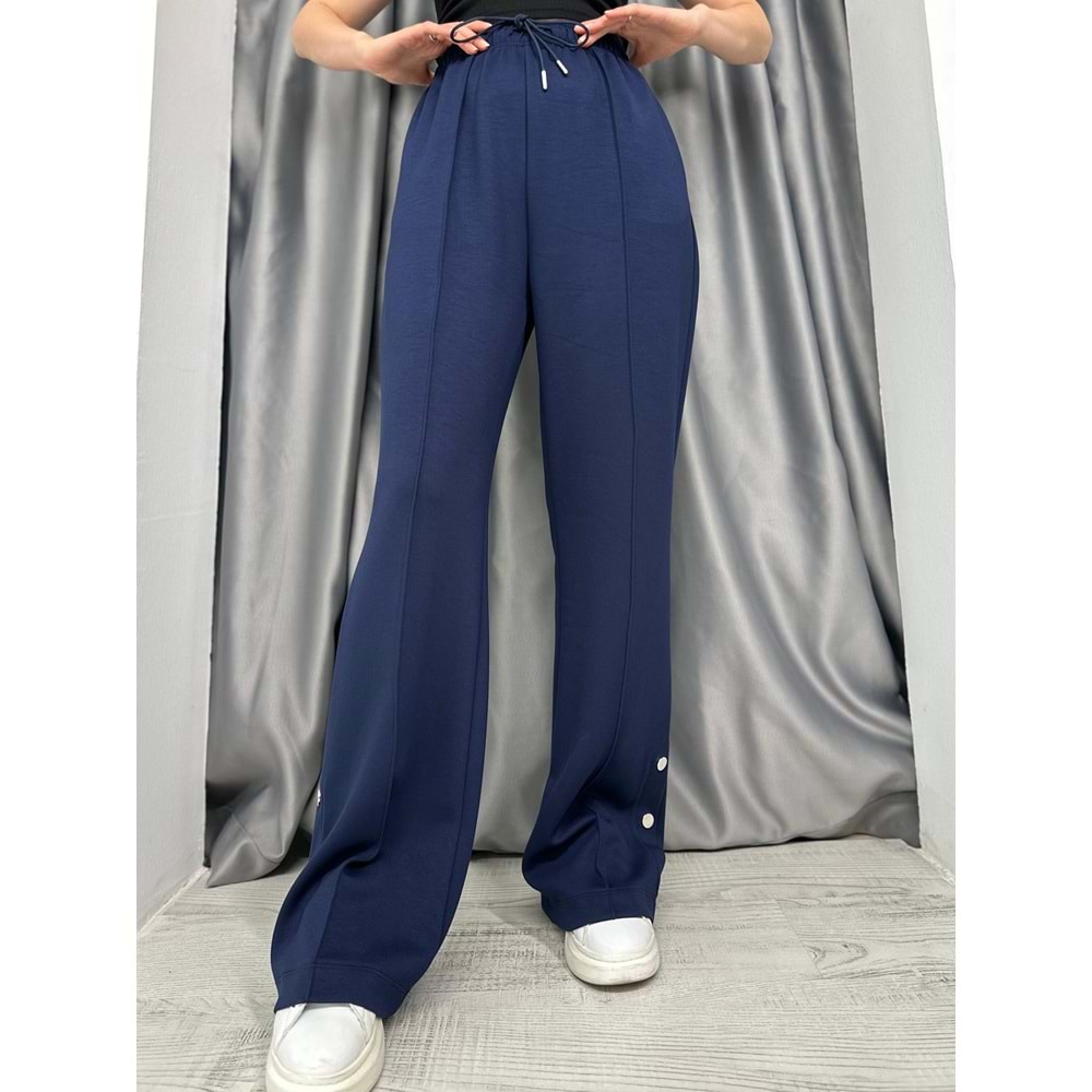 Çıtçıtlı Geniş Paça Pantolon 33671 - Lacivert - S - AZRA04997-Lacivert-S
