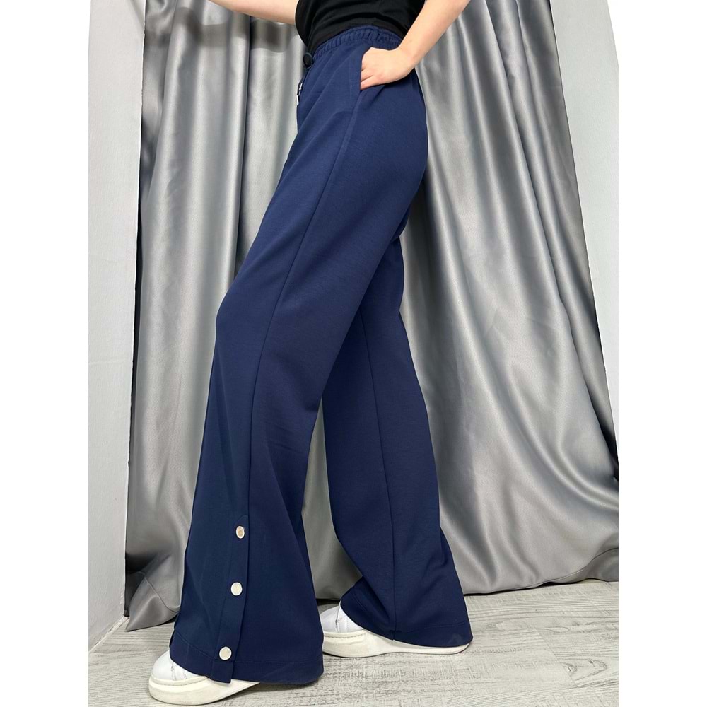 Çıtçıtlı Geniş Paça Pantolon 33671 - Lacivert - S - AZRA04997-Lacivert-S