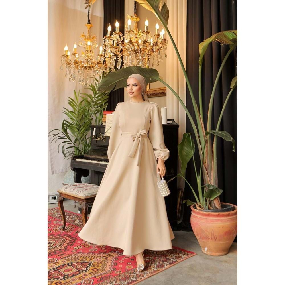 Scuba Elbise 2310 - Krem - 40 - AZRA05024-Krem-40