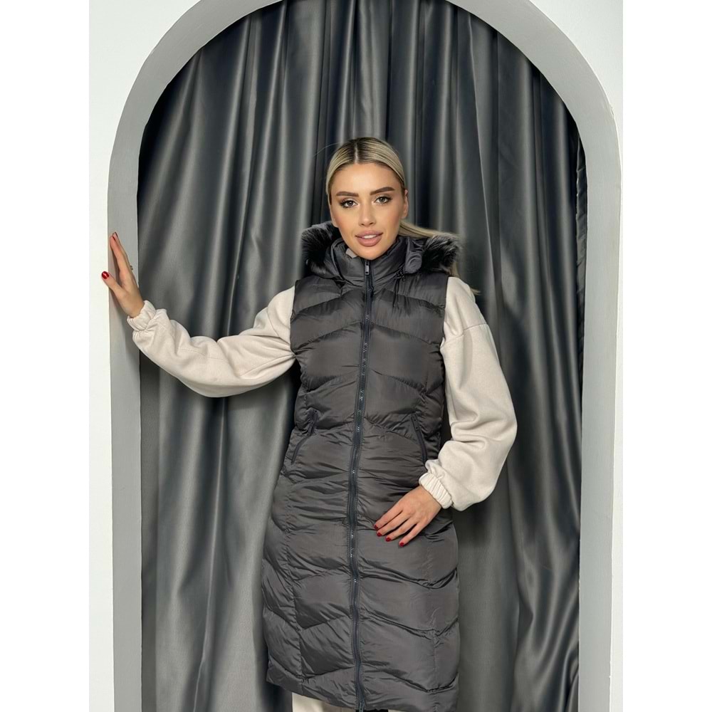 Jesika Yelek 3030 - Füme - 38 - AZRA05033-Füme-38