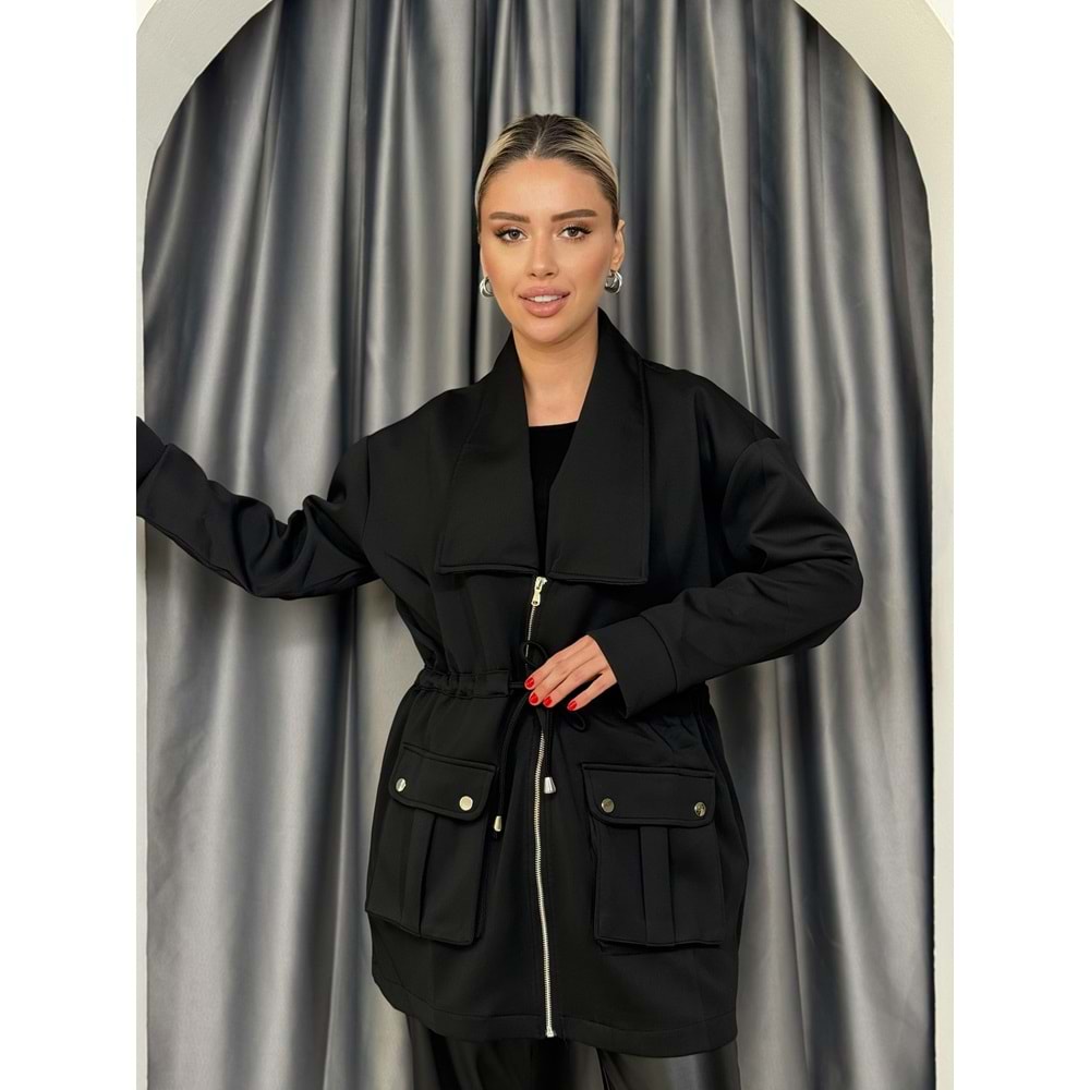 Cepli Oversize Kap 4301 - Siyah - TEK BEDEN - AZRA05054-Siyah-TEK BEDEN