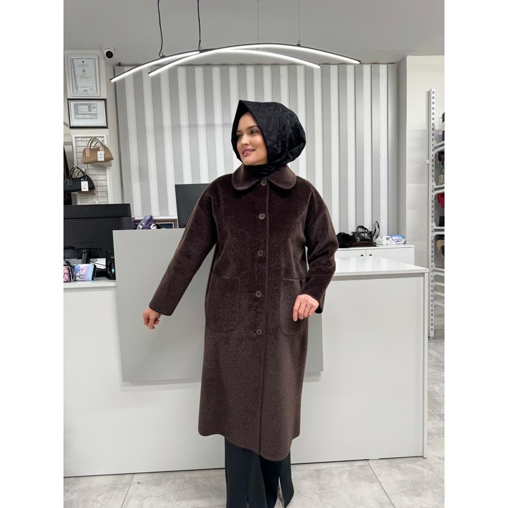 İkoll Torba Cepli Oversize Kaban 31134 - Kahve Rengi - TEK BEDEN - AZRA05170-56583