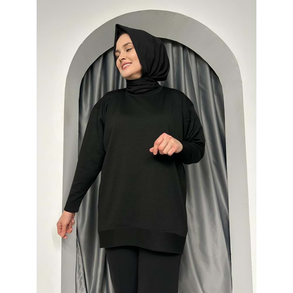 Düz Merserize Tunik 3177 - Siyah - TEK BEDEN - AZRA05401-45127