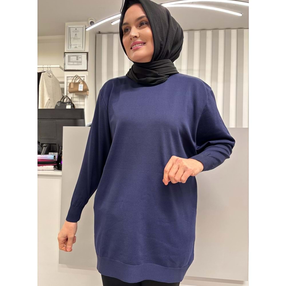 Düz Merserize Tunik 3177 - Lacivert - TEK BEDEN - AZRA05401-57328