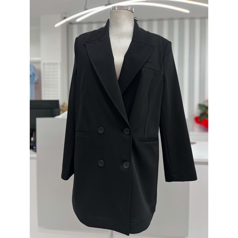 İkoll Kruvaze Viscon Blazer Ceket 34414 - Siyah - L - AZRA05490-46023