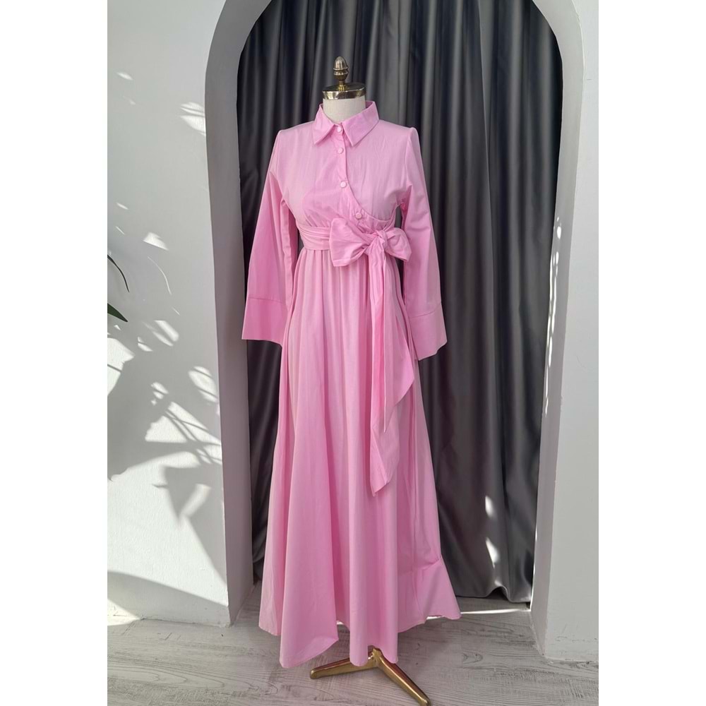 Bağlamalı Elbise 883 - Pembe - XL-XXL - AZRA05687-46824