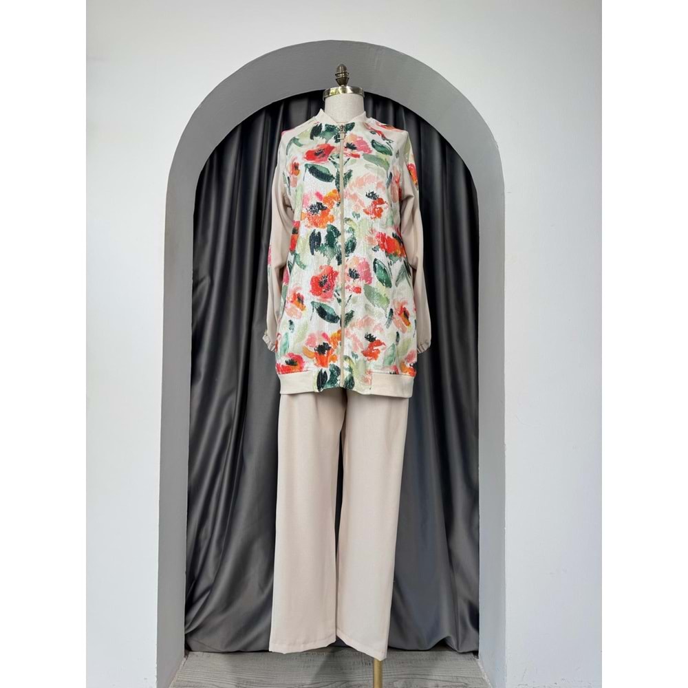 Kanaviçe Desen Pullu Takım 120197 - Bej - 36 - AZRA05696-46915