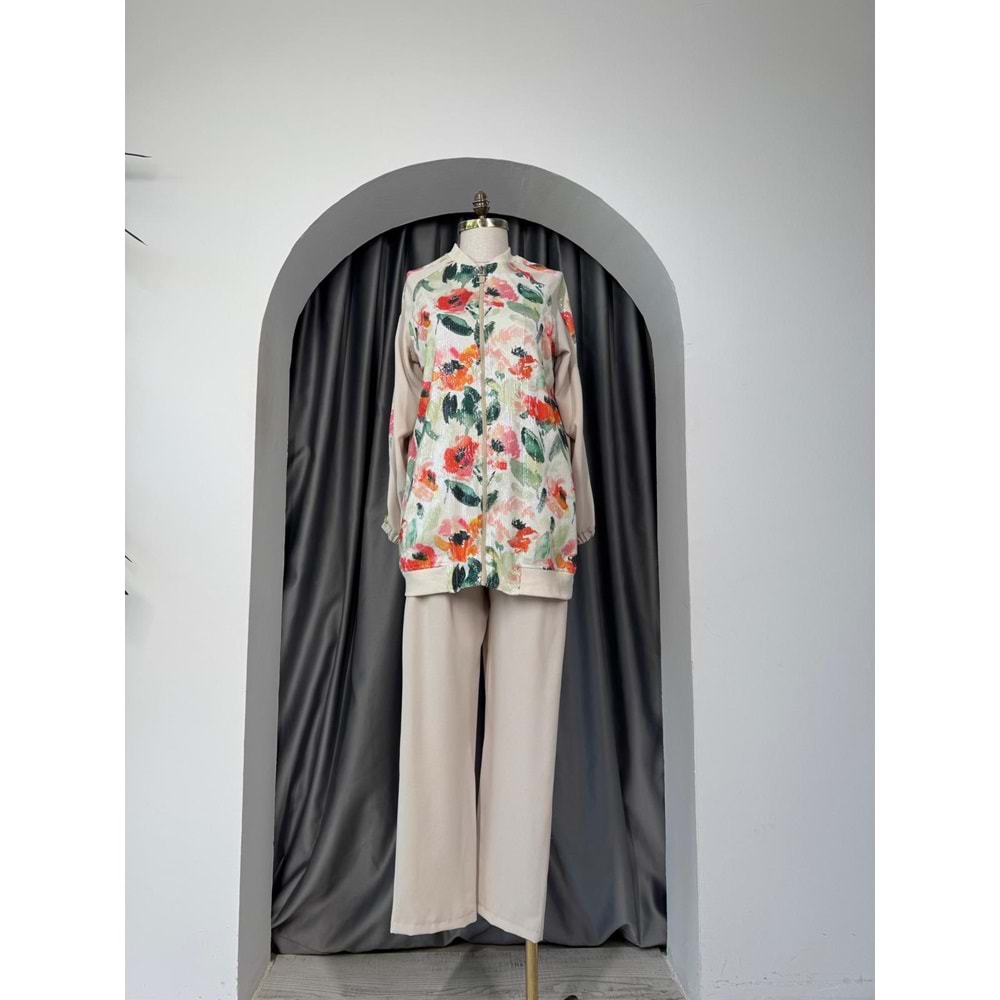 Kanaviçe Desen Pullu Takım 120197 - Bej - 36 - AZRA05696-46915
