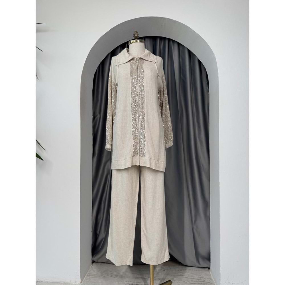 Pul Payet Keten Takım 120183 - Bej - 36 - AZRA05701-46960
