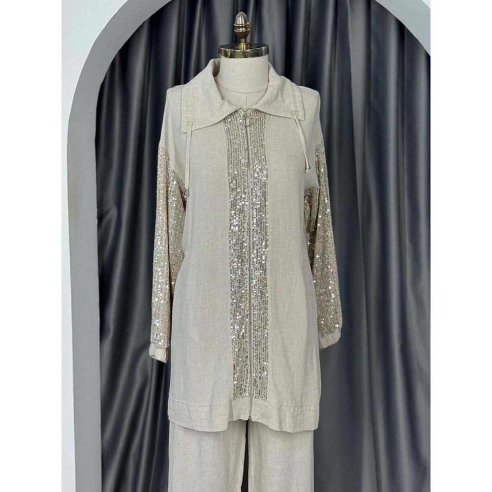 Pul Payet Keten Takım 120183 - Bej - 36 - AZRA05701-46960