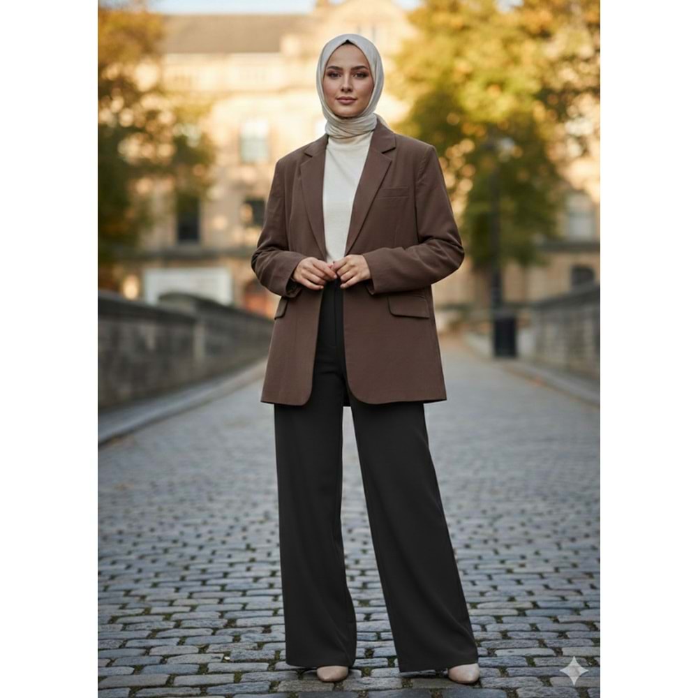 Oversize Modal Ceket 9549 - Acı Kahve - TEK BEDEN