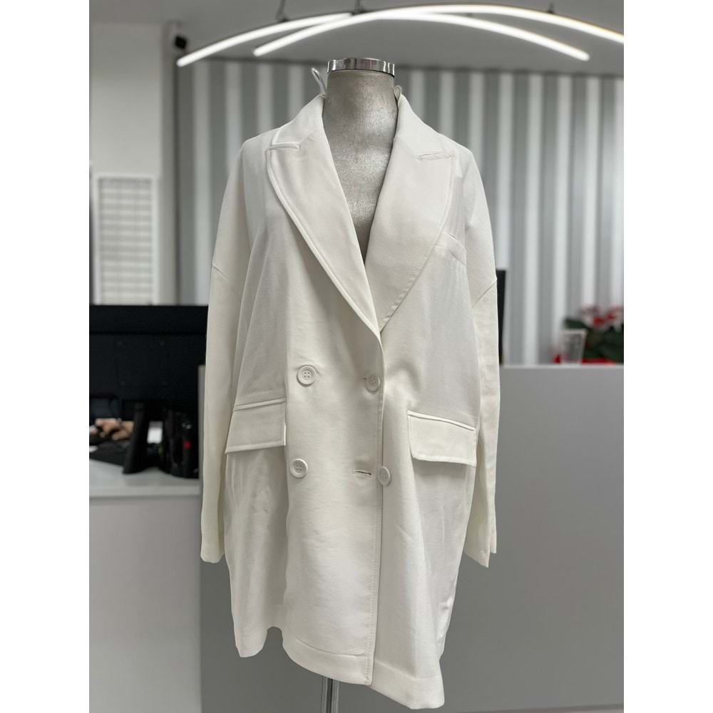 Modal Ceket 35607 - azra fashion - Ekru - TEK BEDEN