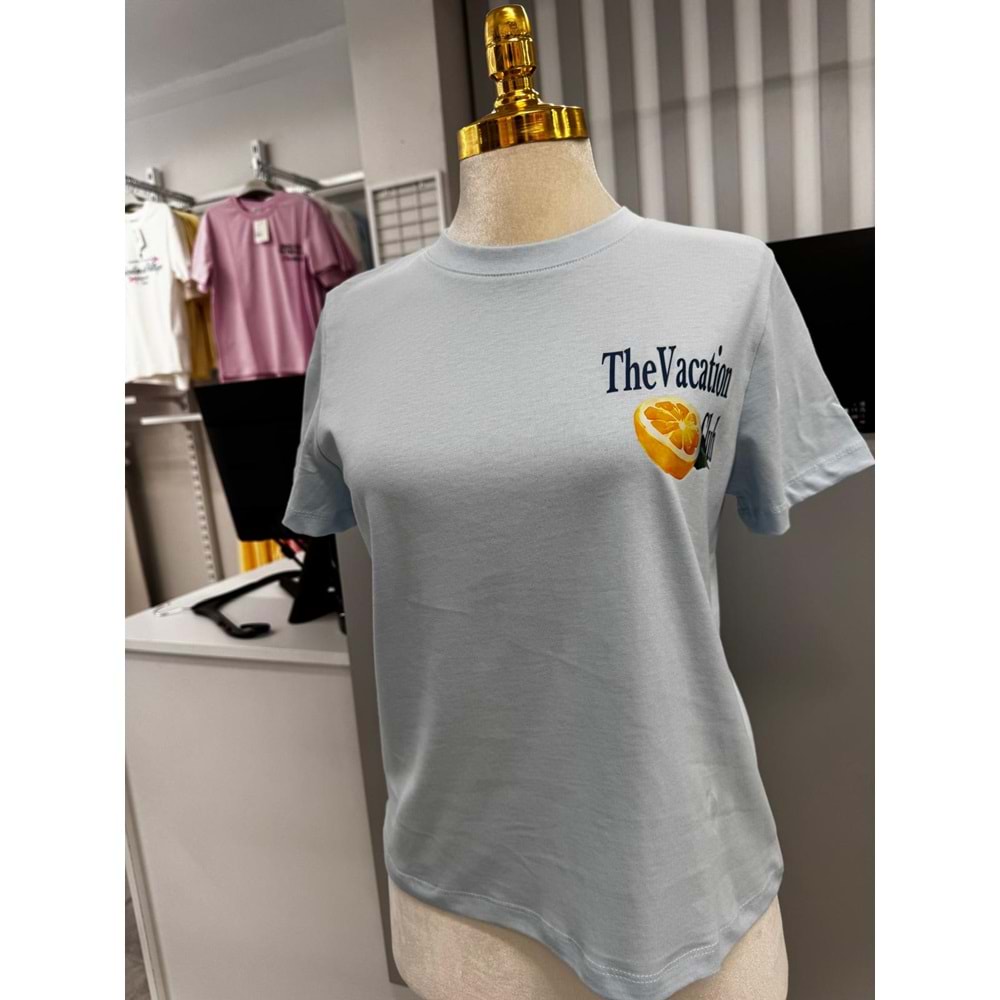 Limon Baskı T-shirt 10620 - Mavi - S
