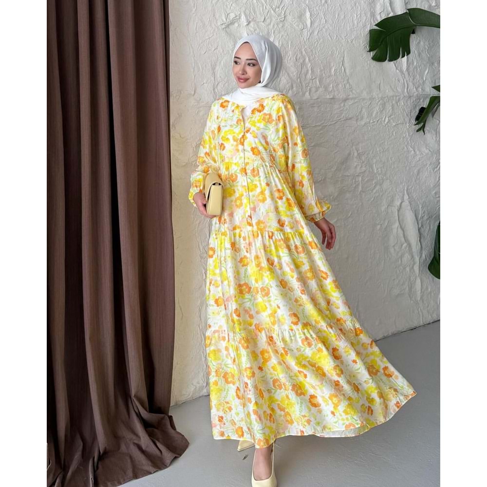 Güllü Salaş Elbise 2399 - Sarı - L-XL
