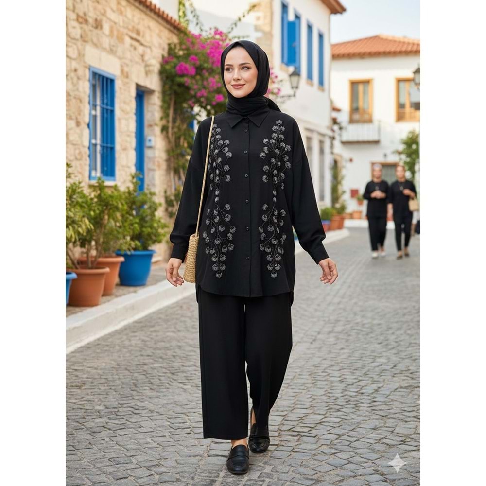 Boncuklu Modal Takım 8860 - Siyah - S-M - AZRA06305-52172