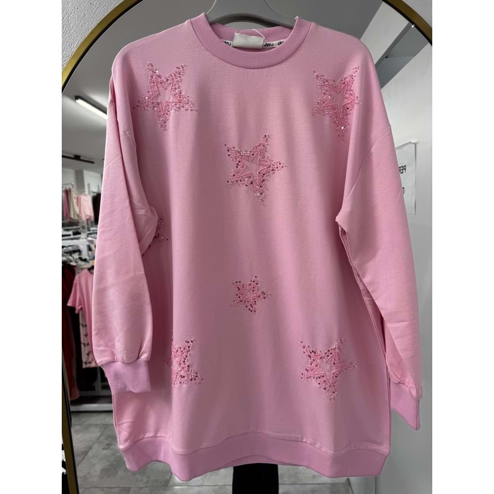Yıldız Motifli Tunik 3052 - Pembe - L-XL