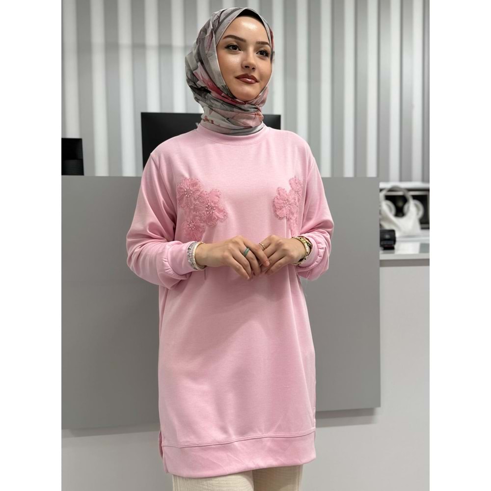 Çiçek Detaylı Oysho Tunik 26122 - Pembe - L