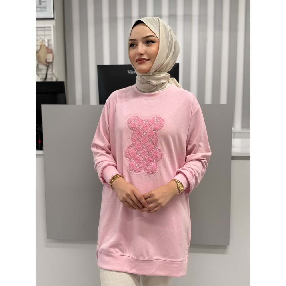 Çiçek Ayıcıklı Tunik 26125 - Pembe - L
