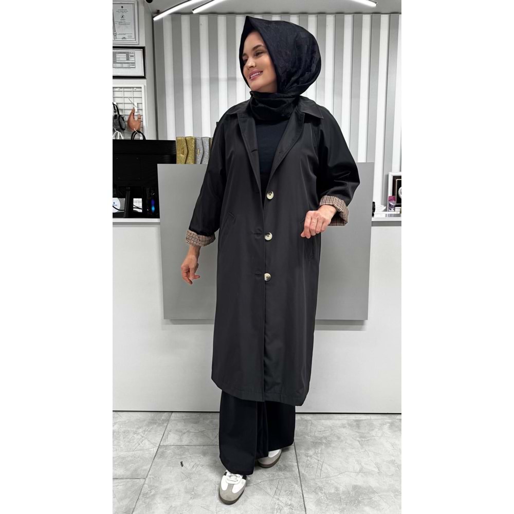 Astarı Ekoseli Kap 1341 - Siyah - M
