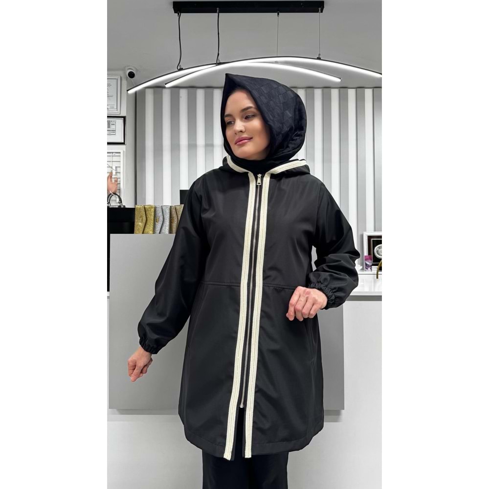 Önleri Şeritli Kap 2074 - Siyah - L-XL