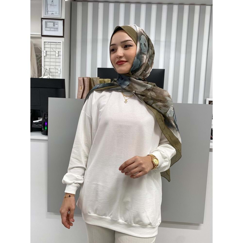 Standart Beden Sweat 3328 - Beyaz - TEK BEDEN