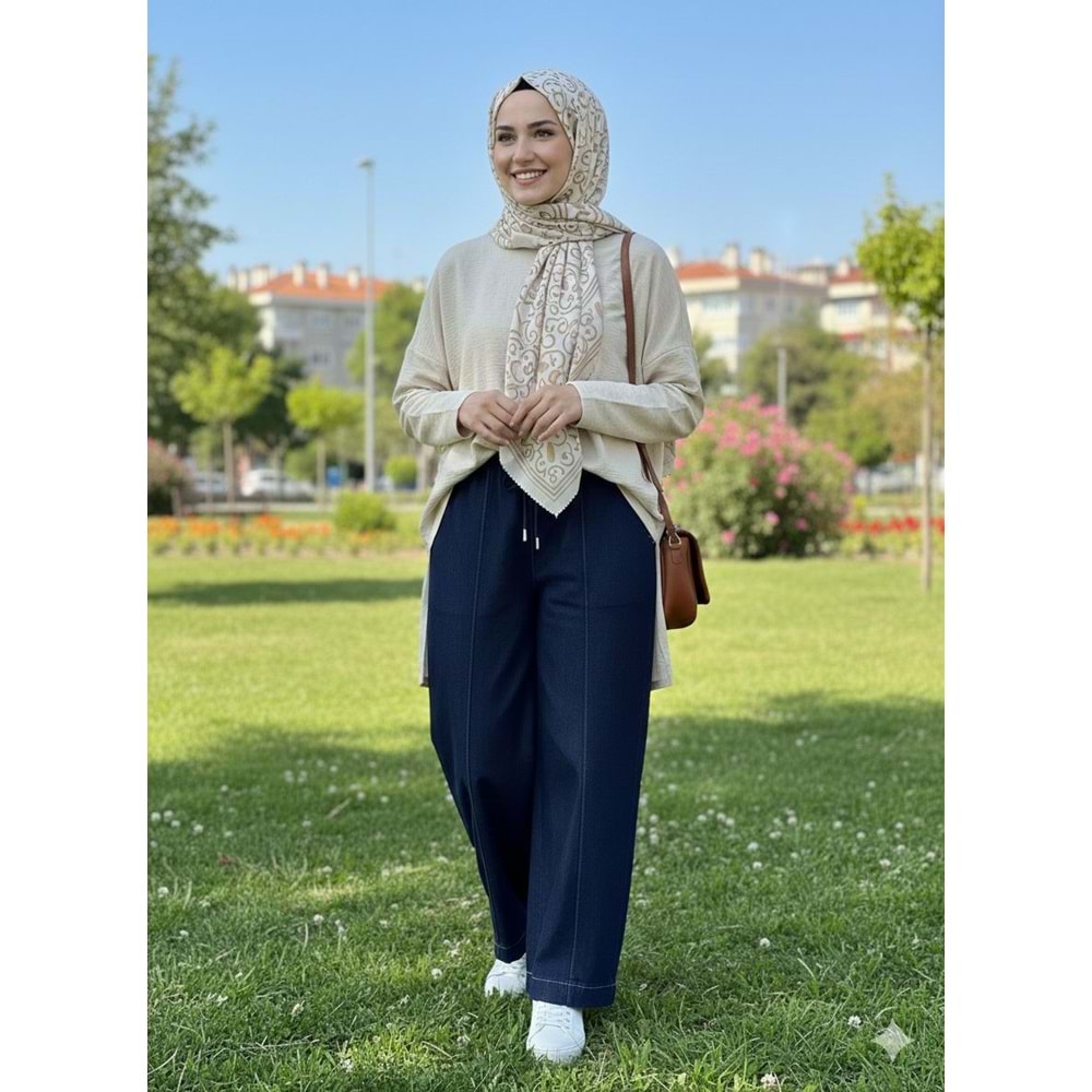 Geniş Paça Pantolon 35927 - Lacivert - L
