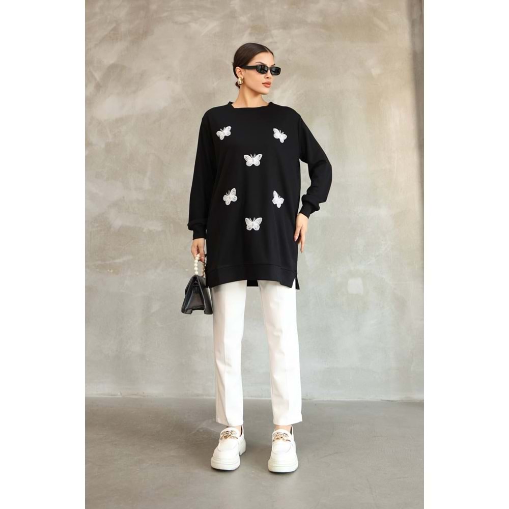 Kelebek Aksesuarlı Tunik 26124 - Siyah - S