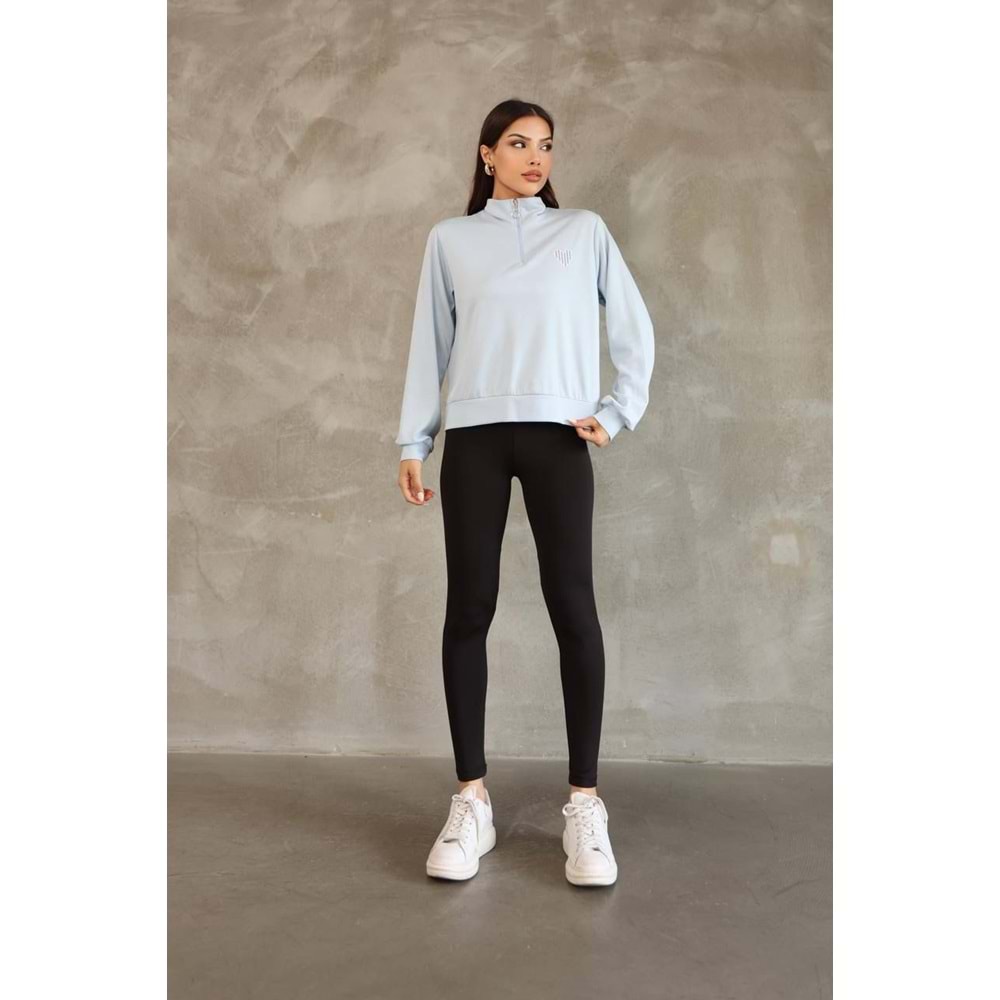 Kalp Nakış Detaylı Sweat 26147 - Mavi - S