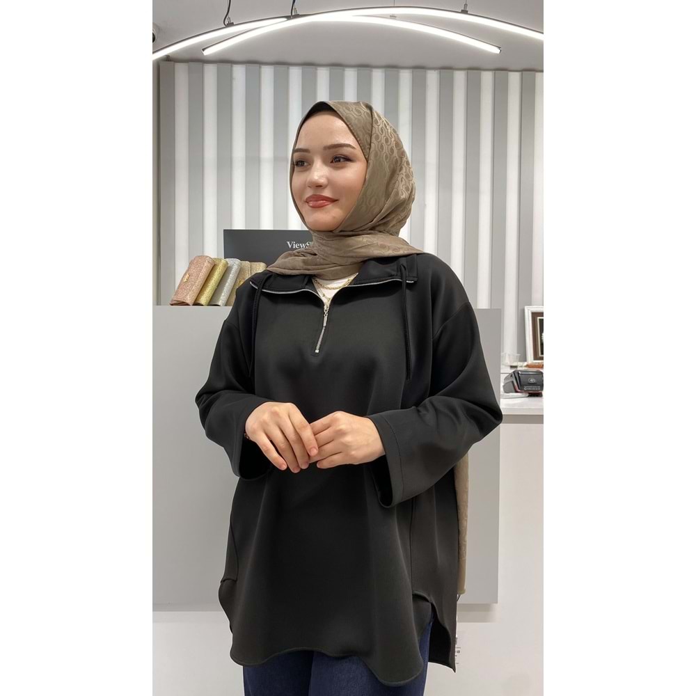 Skuba Fermuarlı Tunik 1024 - Siyah - L-XL