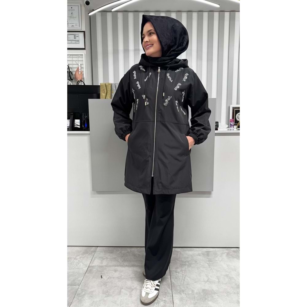 Boncuklu Astarlı Kap 2077 - Siyah - S-M