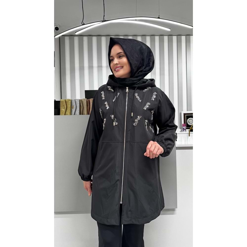Boncuklu Astarlı Kap 2077 - Siyah - L-XL