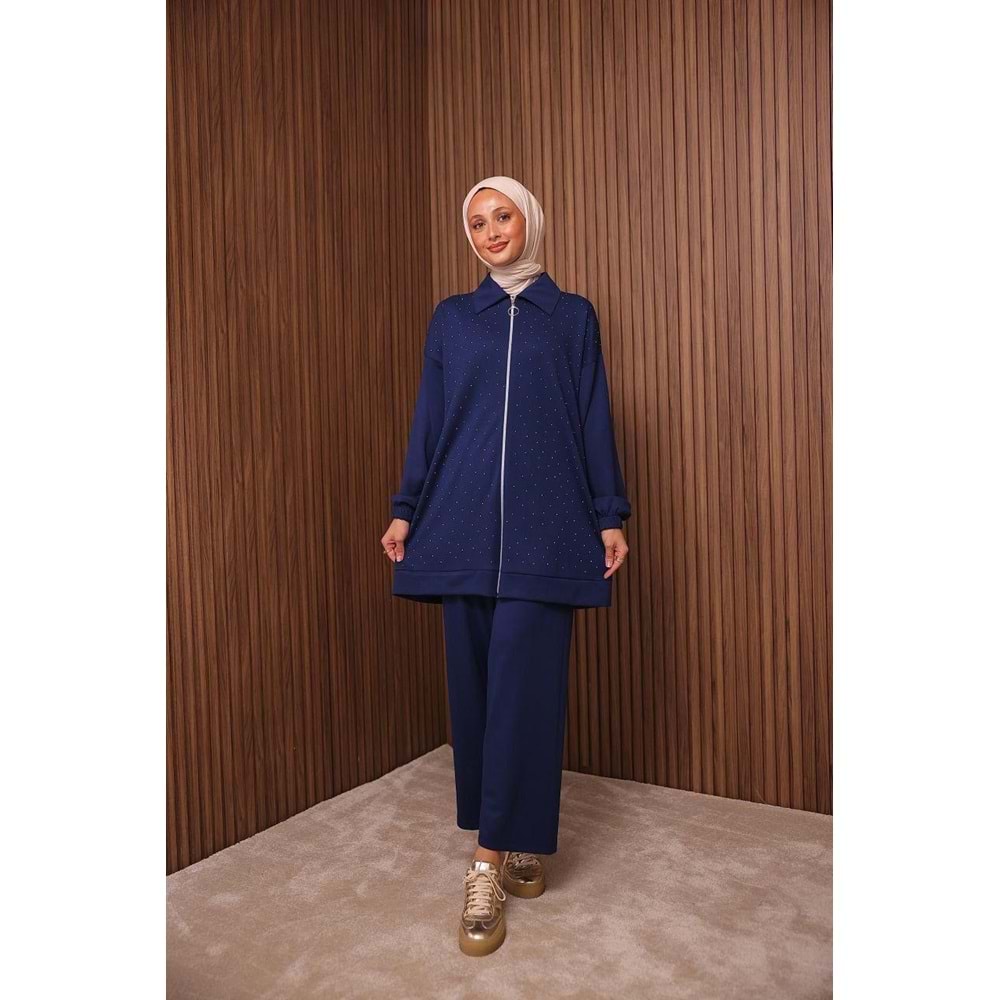 Pullu Fermuarlı Oysho Kumaş Takım 5309 - Lacivert - M