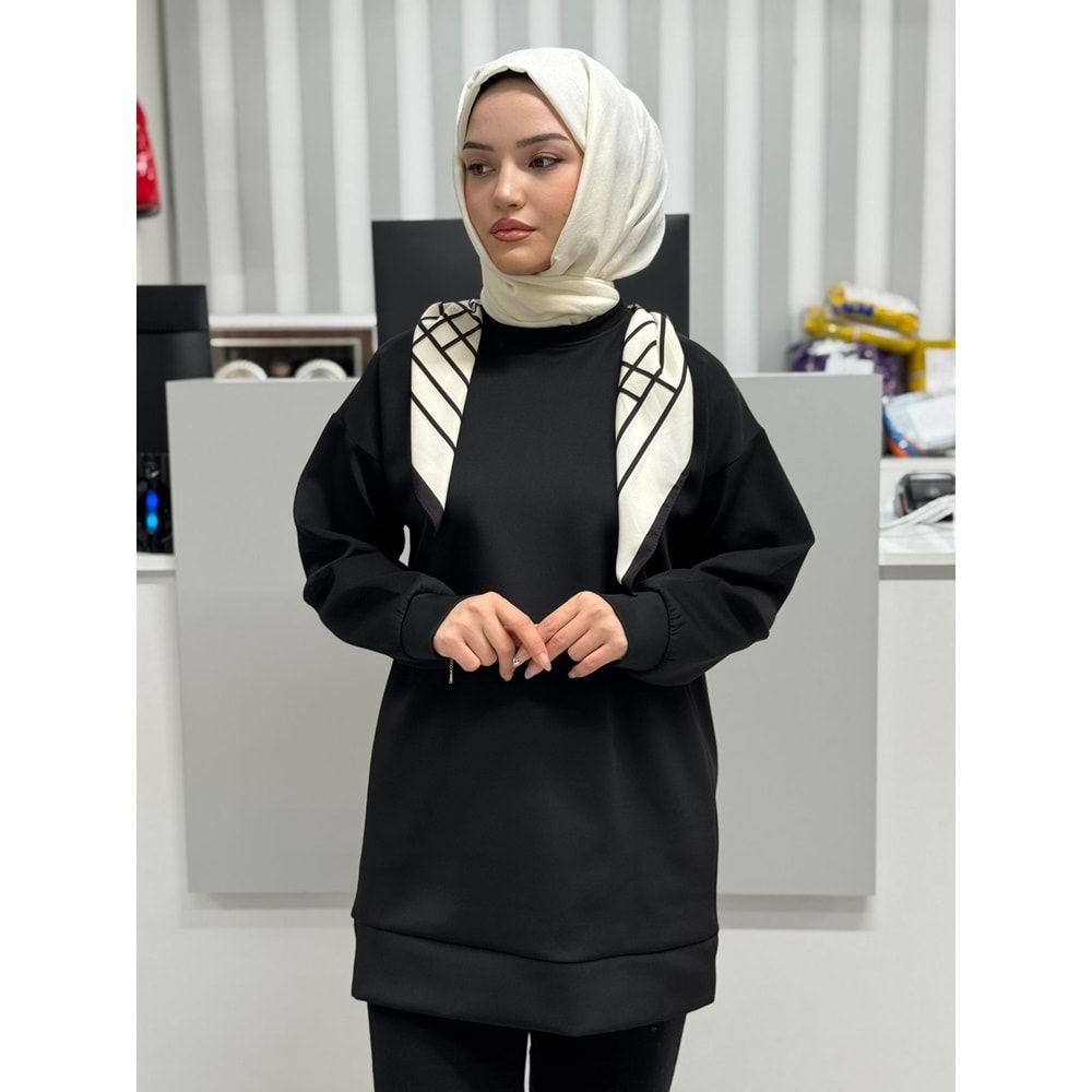 Şallı Tunik 1064 - Siyah - L-XL