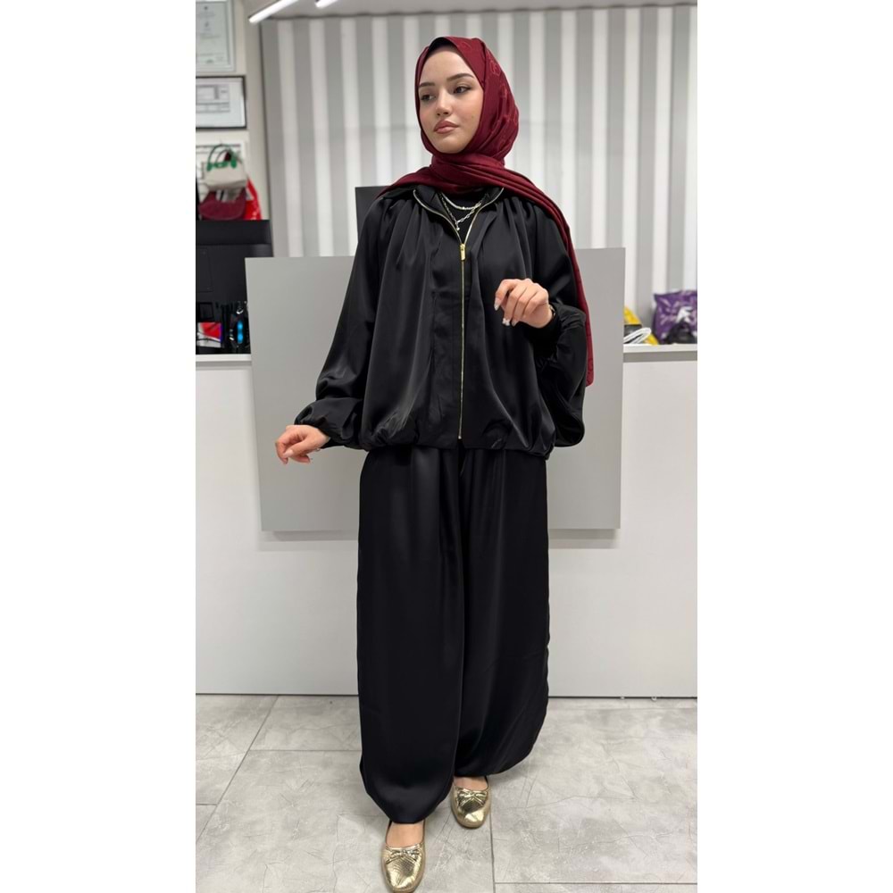 Saten Ceketli Takım 3015 - Siyah - L-XL