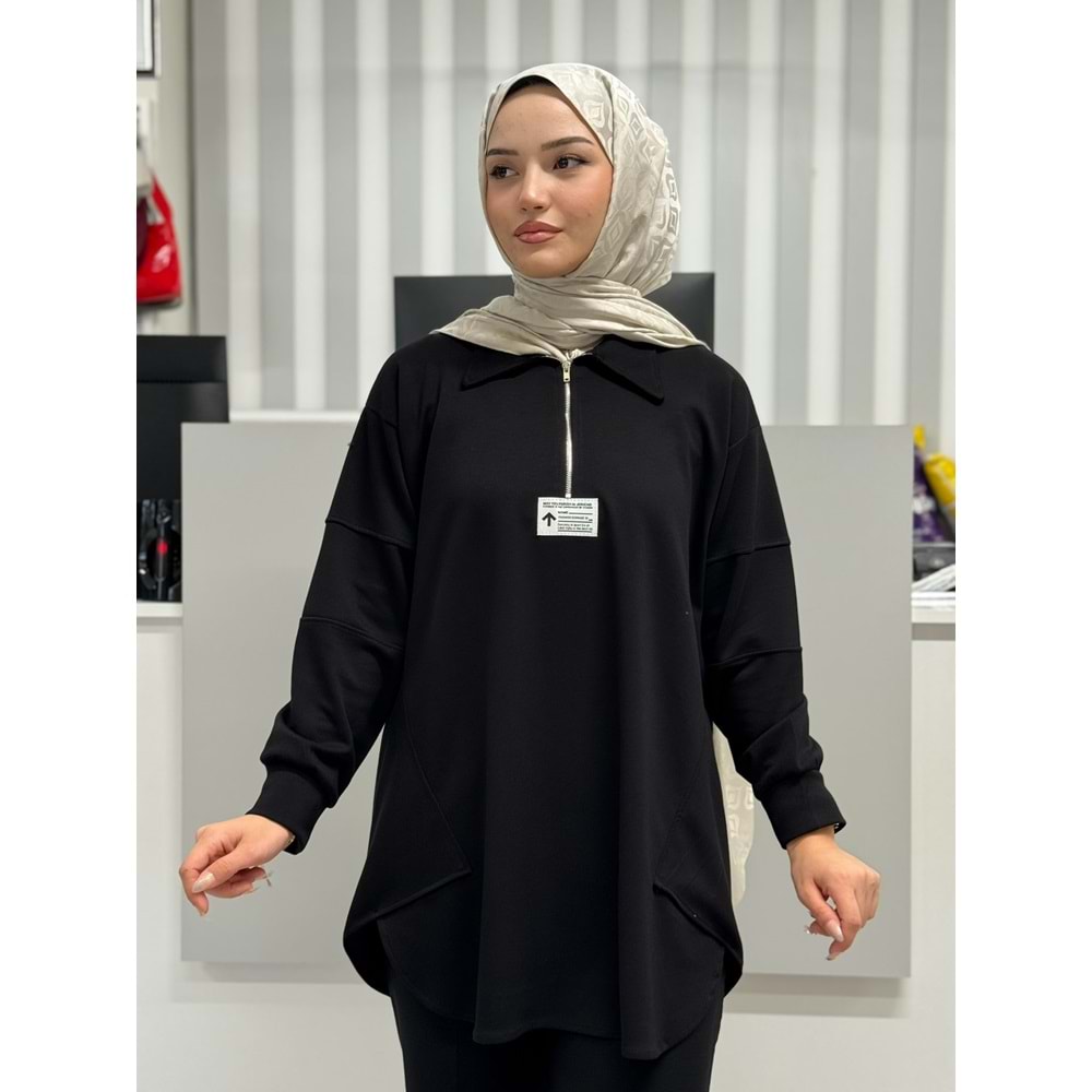 Oysho Yakalı Tunik 1038 - Siyah - L-XL
