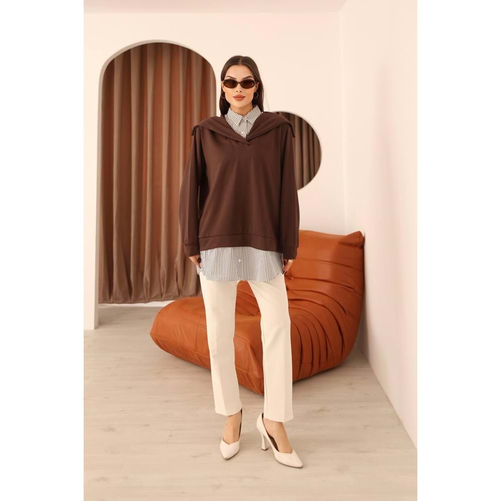 Degaje Yaka Tunik 26202 - Acı Kahve - S