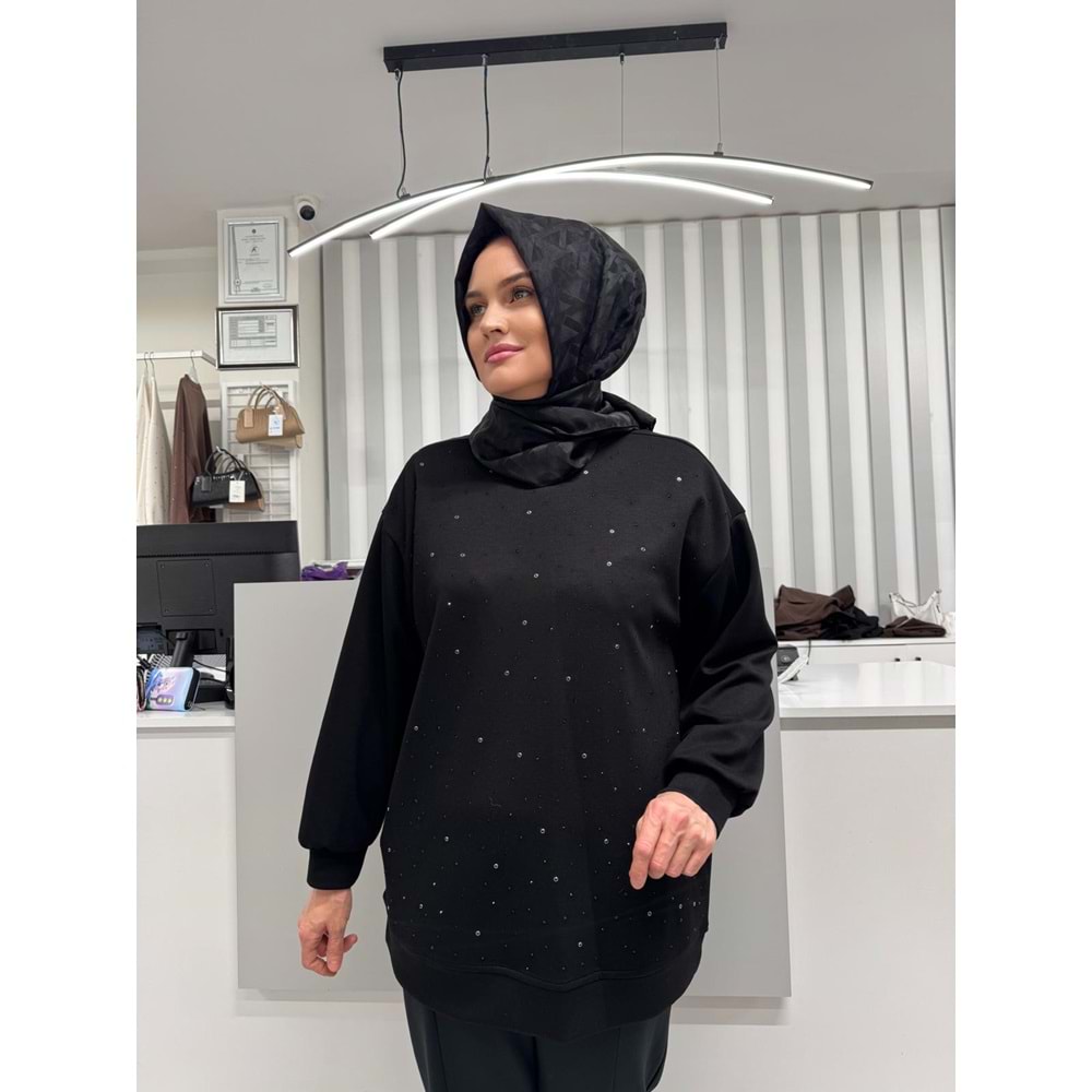 Serpme Taşlı S-Shırt 0036135 - Siyah - TEK BEDEN - AZRA07046-56591