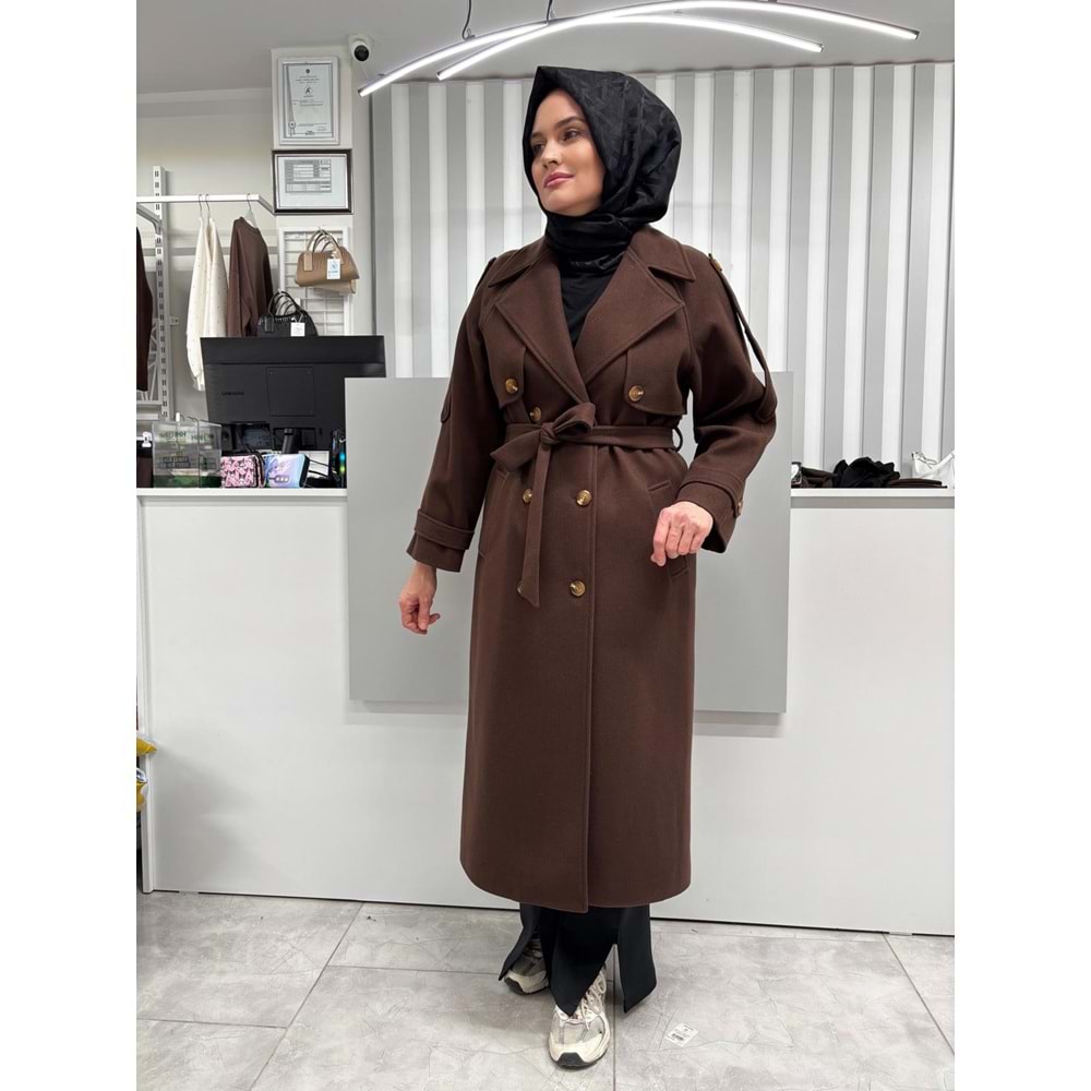 Lüks Kaşe Kaban 9015 - Acı Kahve - 40