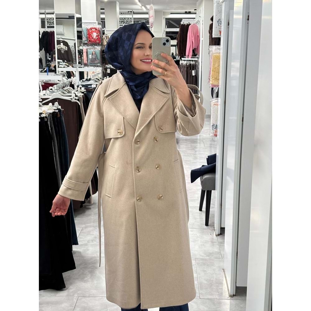 Lüks Kaşe Kaban 9015 - Bej - 40 - AZRA07050-Bej-40