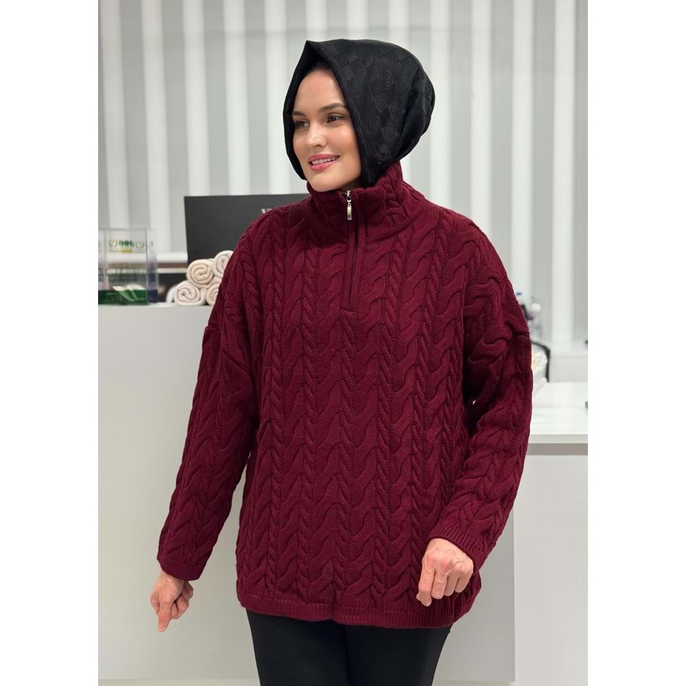 Balıkçı Yaka Örgü Triko 2394 - Bordo - TEK BEDEN - AZRA07051-56623